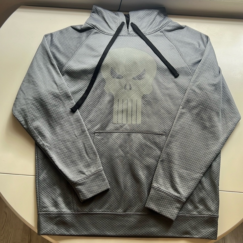Disney Marvel The Punisher Skull Gray Hoodie Sweatshirt